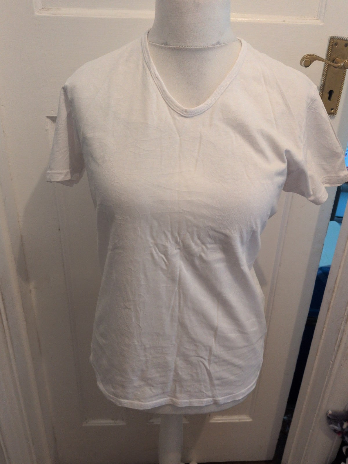 Primark M White V Neck Ladies T-shirt Short Sleeve
