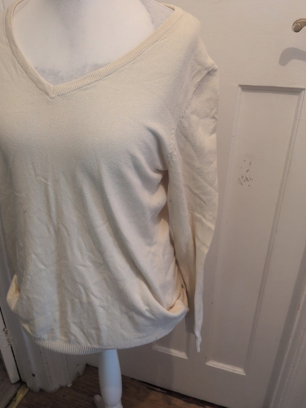 Bonprix Large Cream V Neck Pullover Jumper