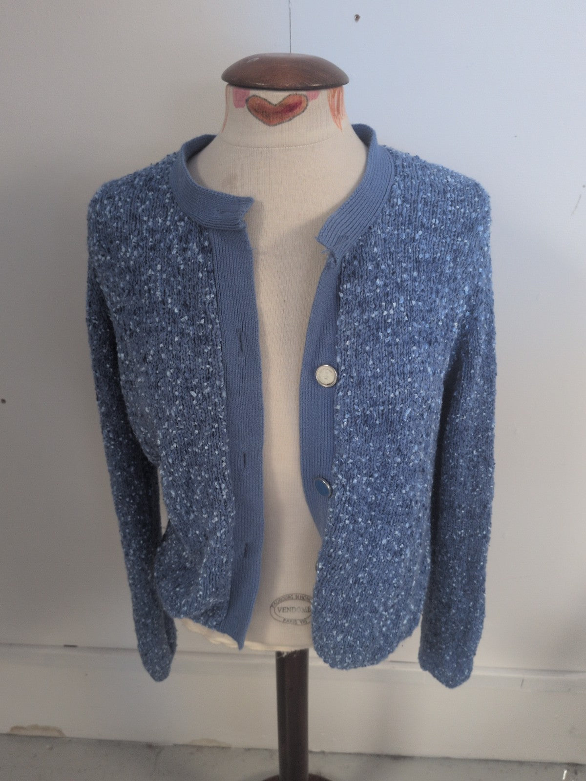 Honor Millburn Medium Blue Fleck Buttoned Cardigan