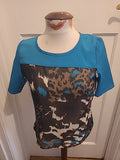 Ladies Yumi Size 12 Camoflage With Blue Short Sleeved Tee