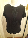 Marks And Spencer 10 Black Patterned Short Sleeve Blouse