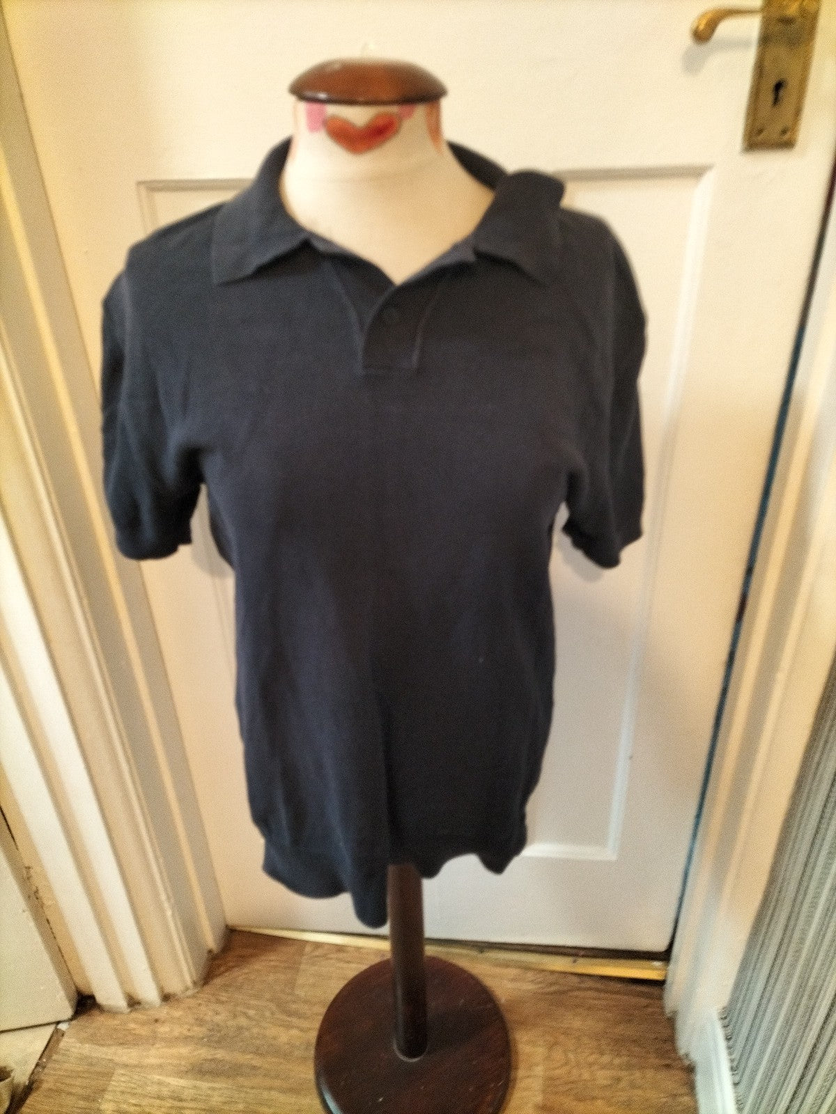 Mens Zara Size Medium Navy Short Sleeved Polo