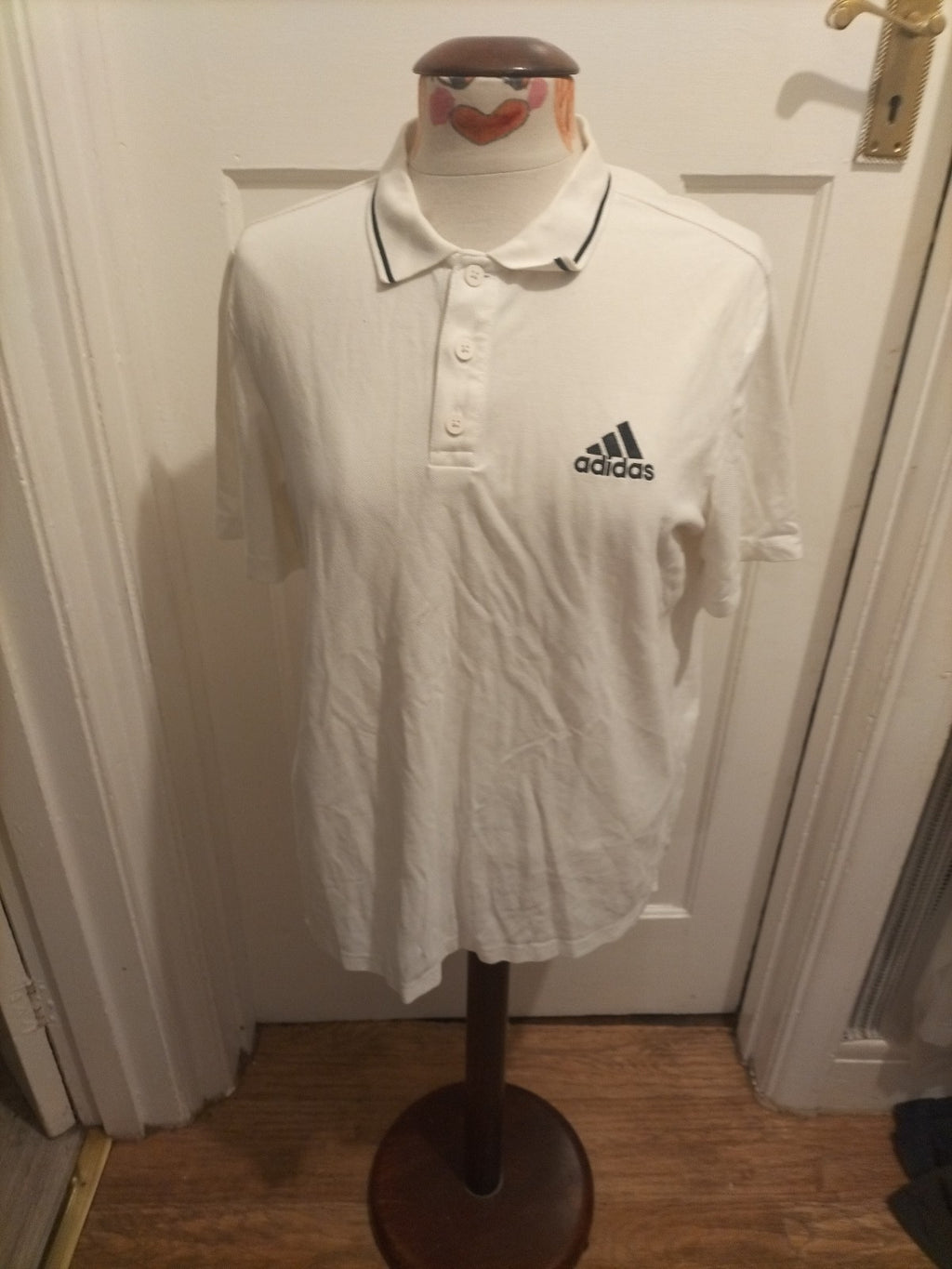 Mens Adidas Size Medium White Short Sleeved Polo