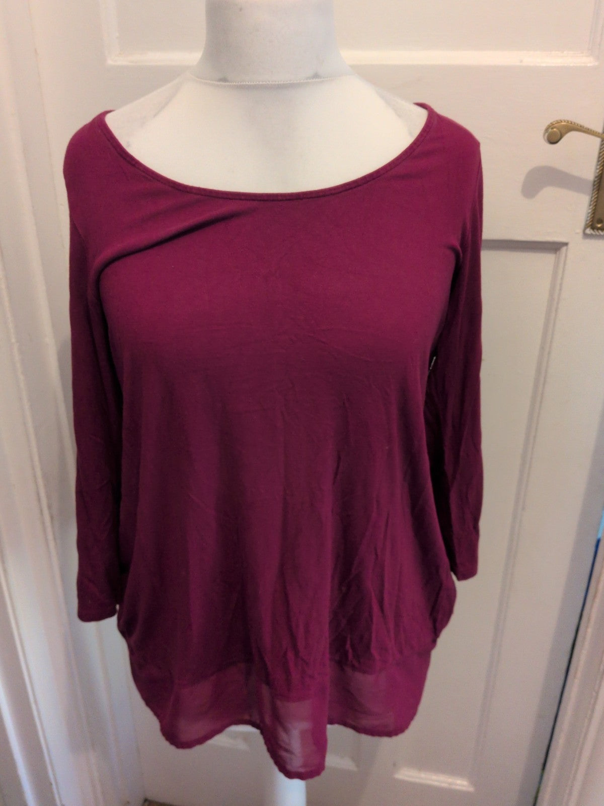 Marks And Spencer 14 Raspberry Long Sleeve Blouse