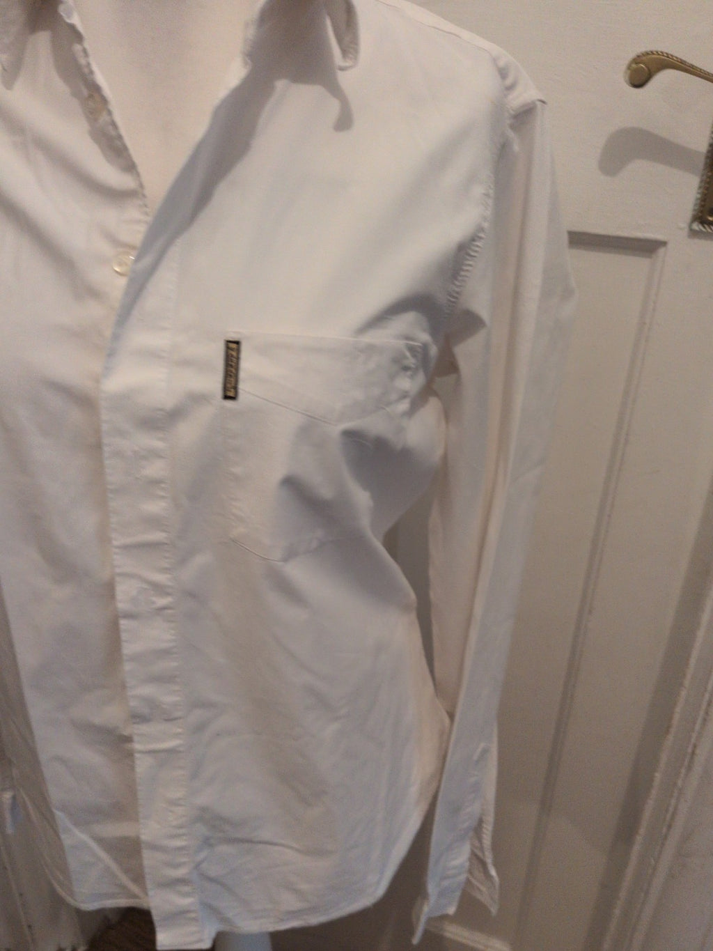 Aj Armani Jeans Large White Long Sleeve Shirt(Couple Small Marks)