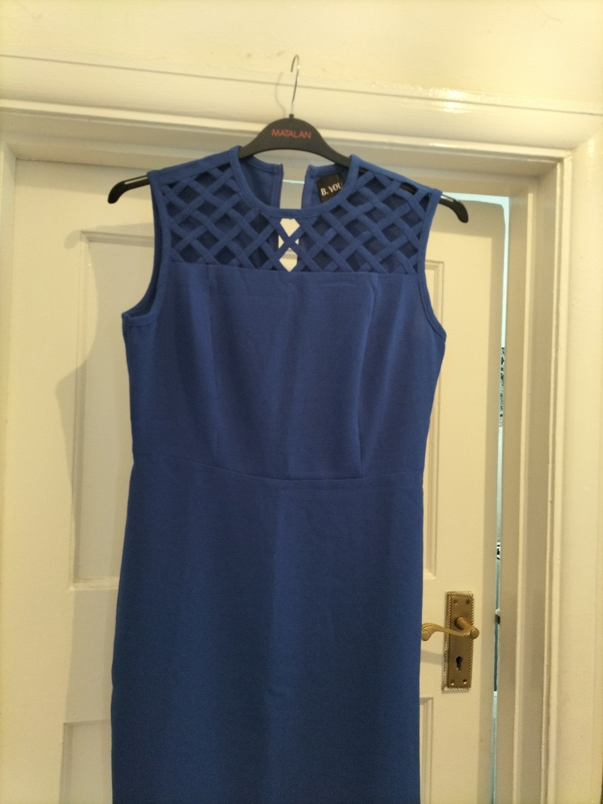 B.You 12 Dark Blue Cross Cross Sleeveless Dress