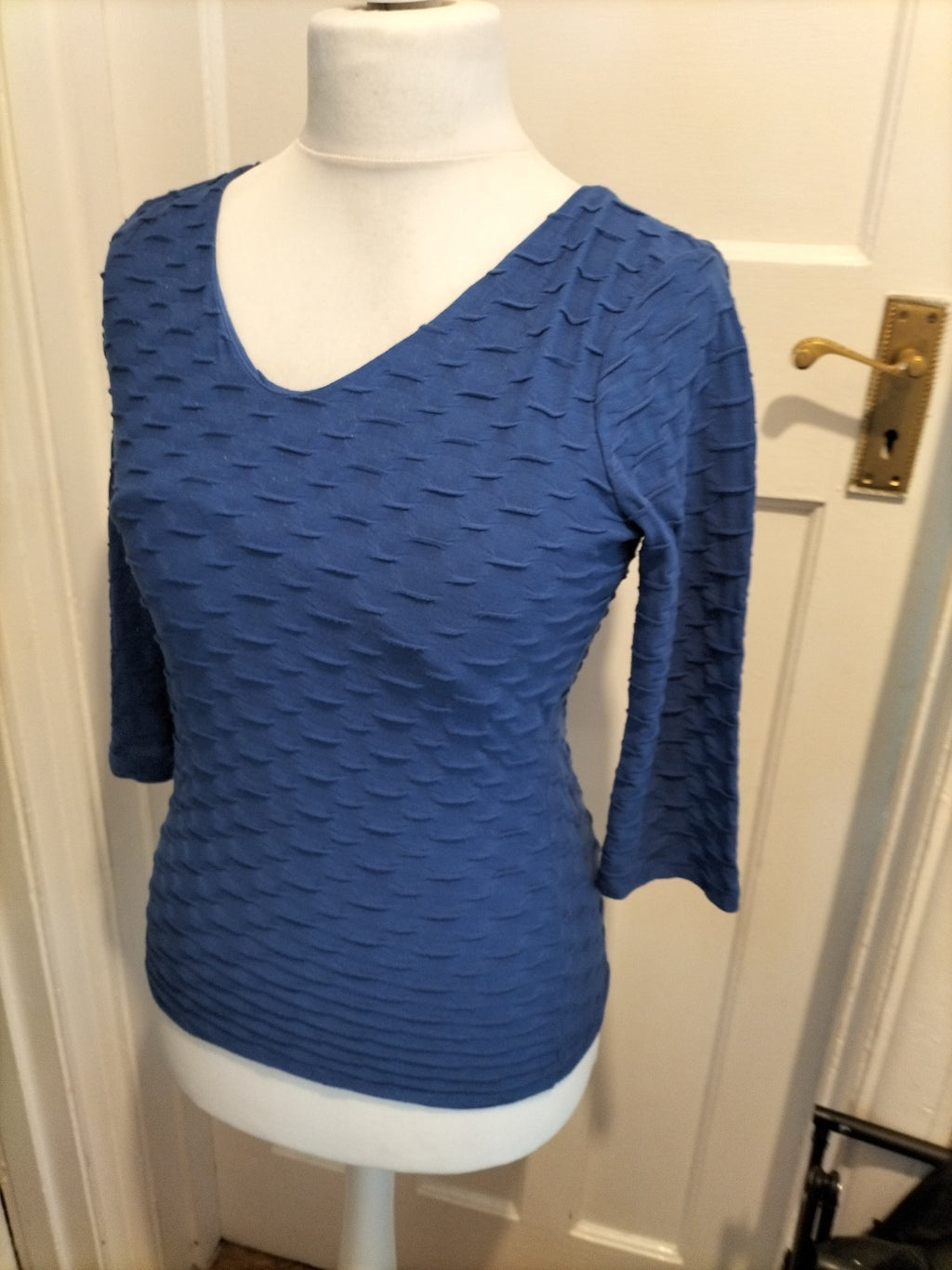 Ladies Size 8 Per Una 3/4 Sleeve Blue