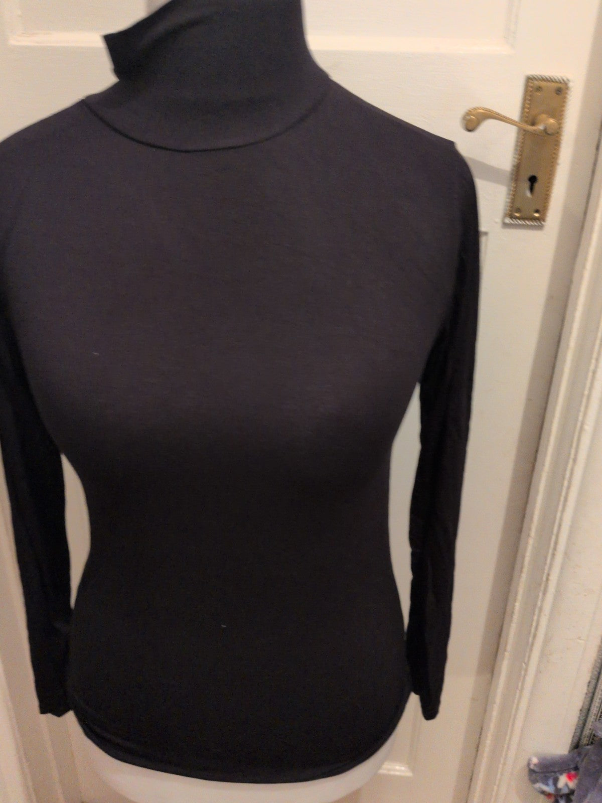 Medium Ladies Black High Neck Long Sleeve T-shirt