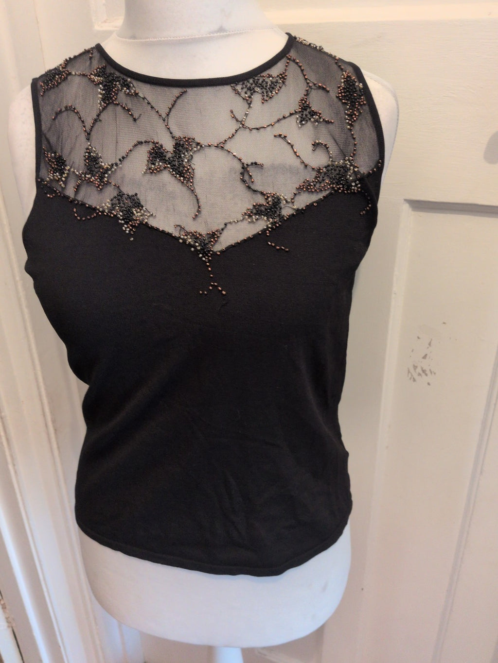 Principles 16 Black With Beads Sleeveless Blouse