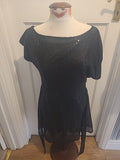 Ladies Size Large Black Glitter Short Sleeved Dress