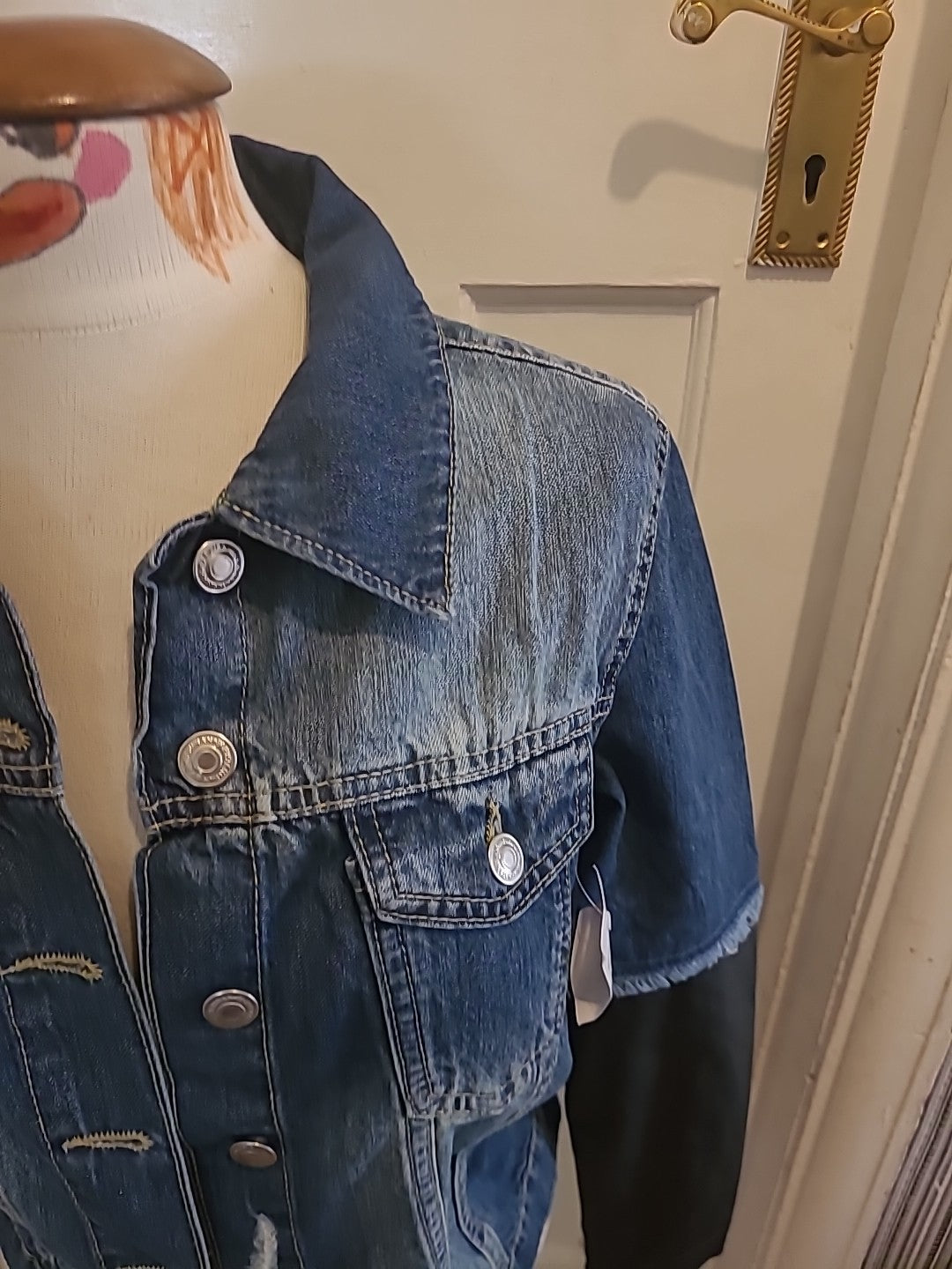 Brand New Ladies Parasian Size 8 Denim Pleather Jacket