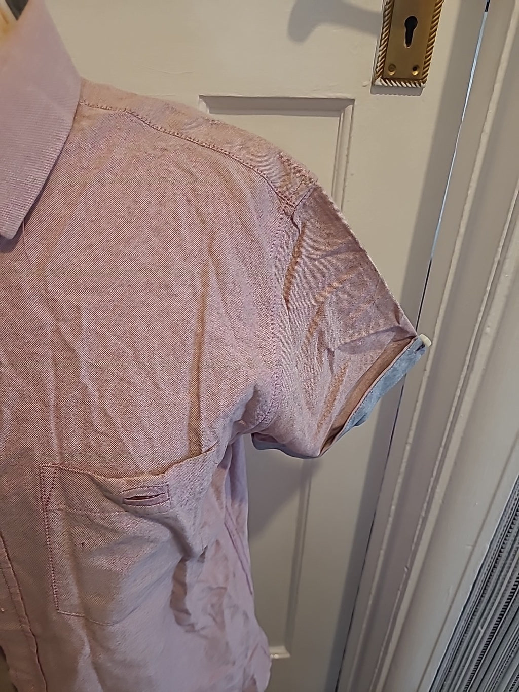 Mens Threadbare Medium Pink Short Sleeved Shirt