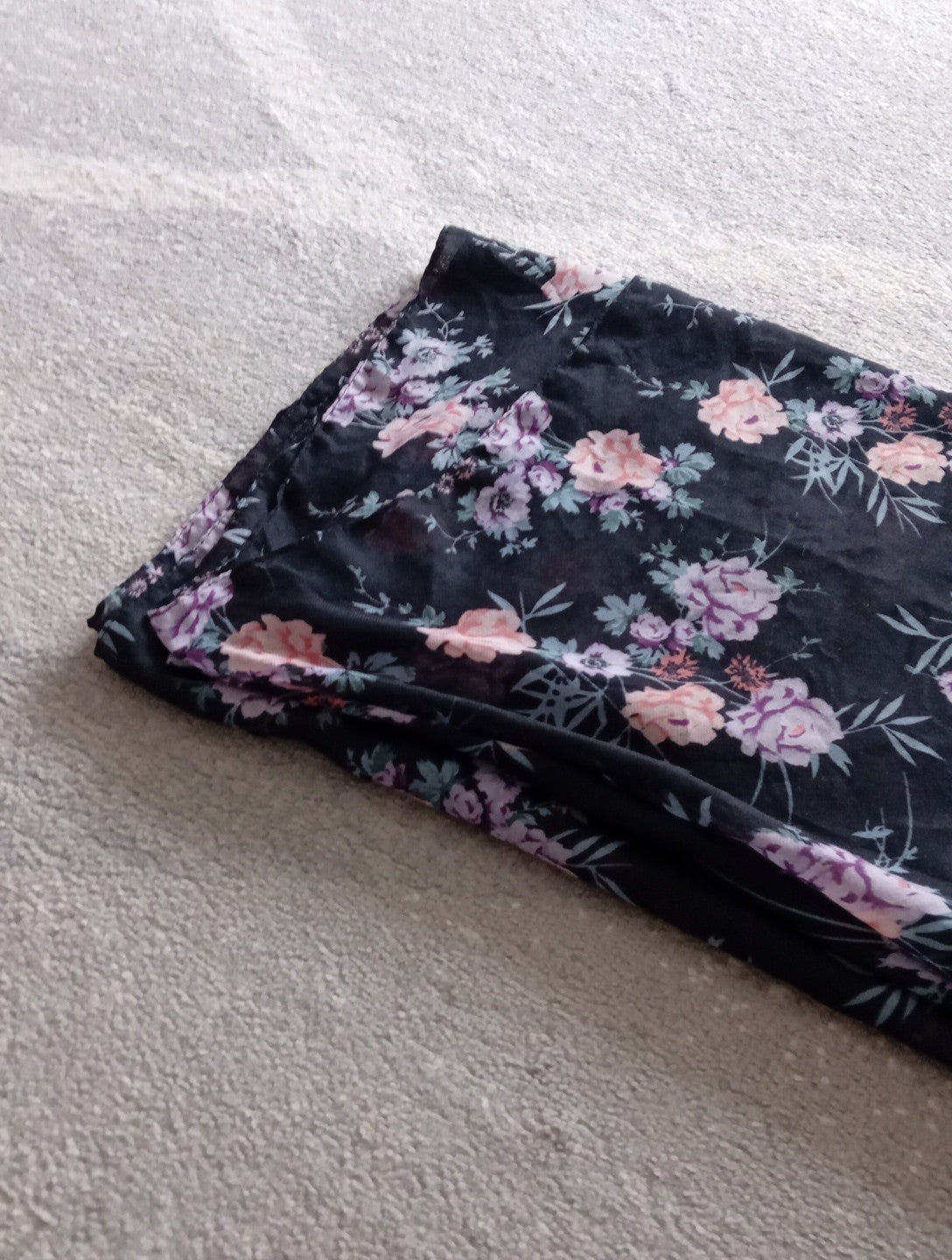 Ladies Black Floral Large Scarf