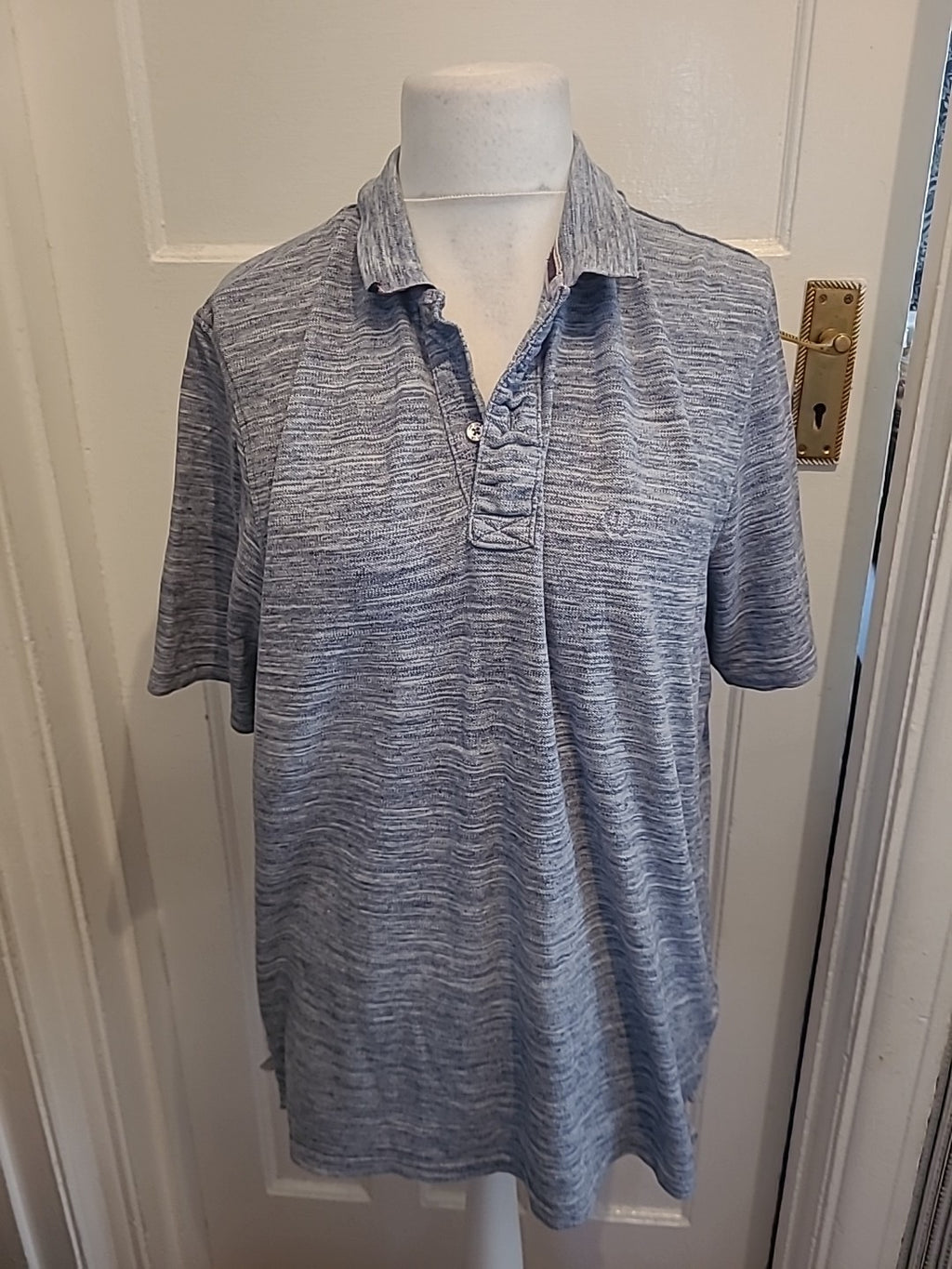 Mens Lincoln Size L Grey Fleck Short Sleeved Polo