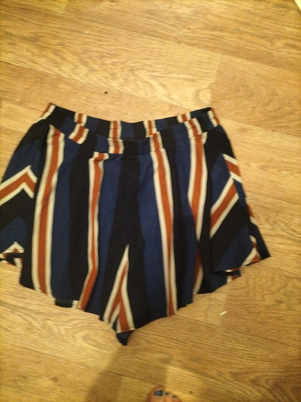 Ladies Prettylittlething Size 14 Blue/Brown/Navy Elasticated Shorts
