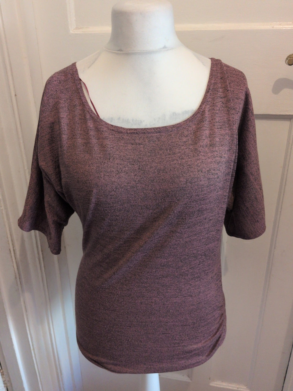 Ladies Apricot Size 12 Purple Flecked Short Sleeve Blouse