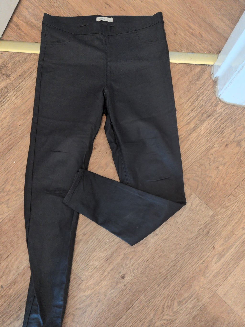 Ladies Marks And Spencer Size 14 Black Pleather Jegging