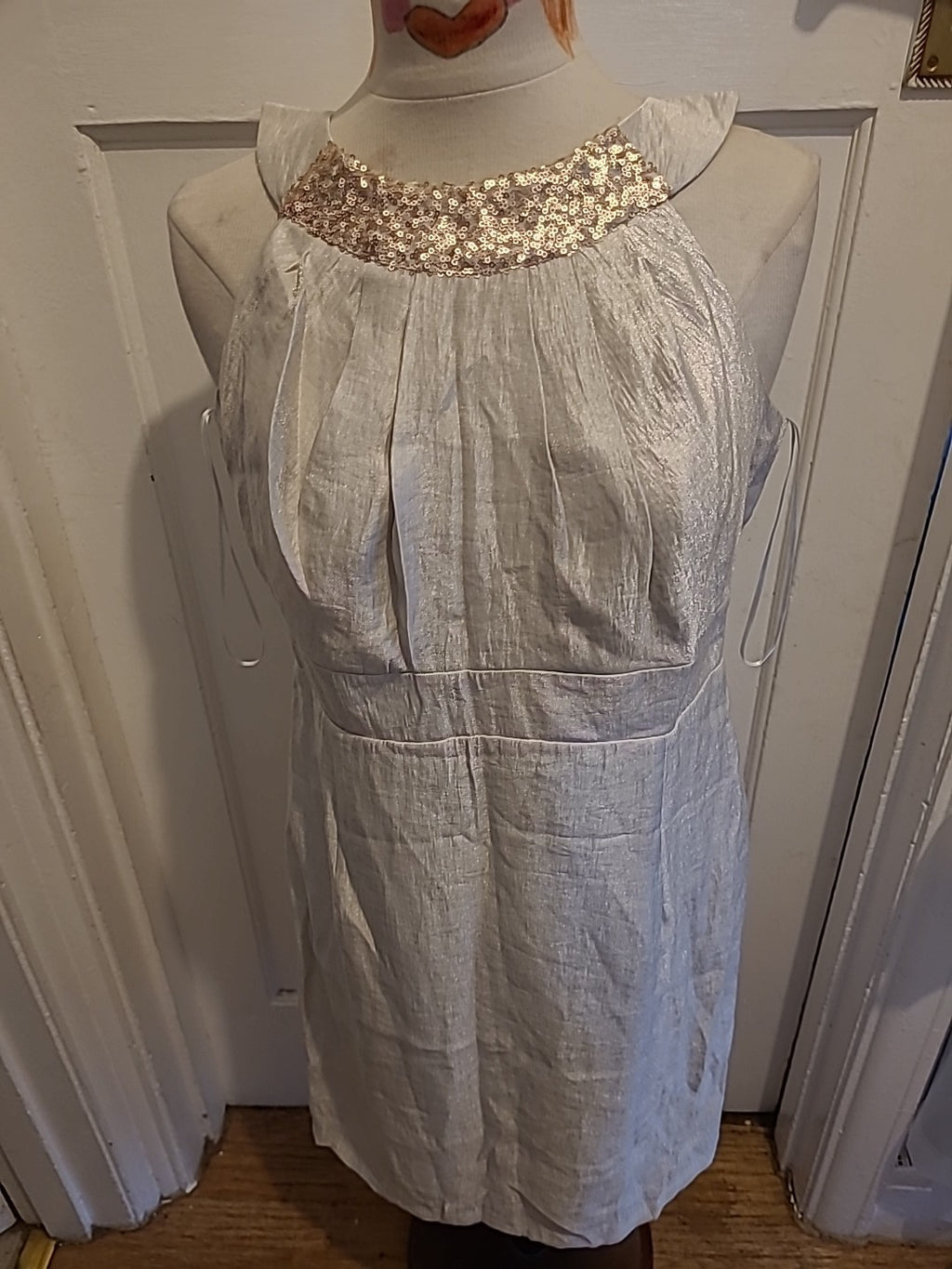 Ladies Yessica Size 12 Silver Shiny Sleeveless Dress