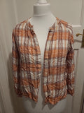 Ladies Tu Size 14 Orange/Brown/Cream Long Sleeved Blouse