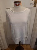 Ladies Bonmarche Size 12 Ivory Long Sleeved Ribbed Tshirt
