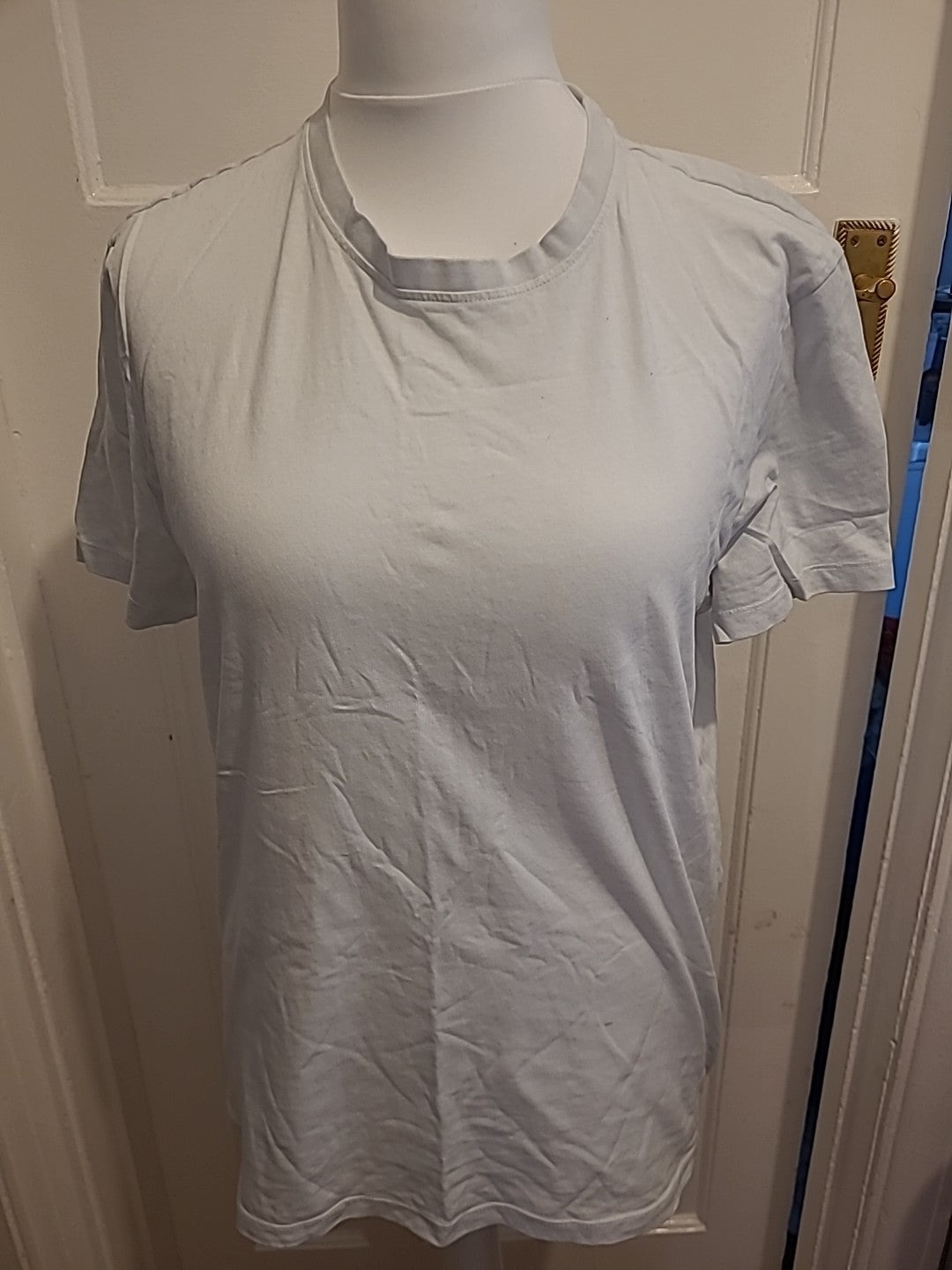 Mens Primark Size Large Regular Fit Round Neck Short Sleeve Off White T-shirt