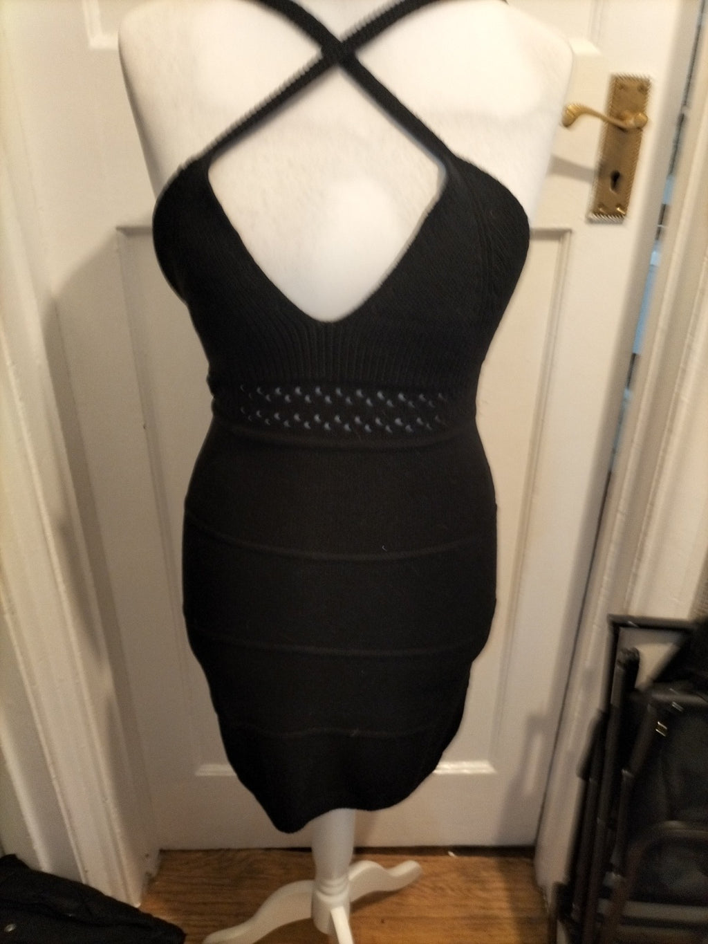 Ladies Black Wool Sleeveless Dress Size Med H&M