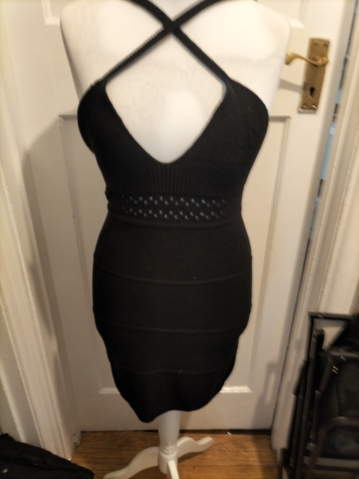 Ladies Black Wool Sleeveless Dress Size Med H&M