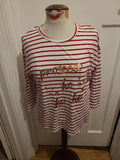 Ladies Debenhams Size 14 White And Red Striped Christmas Top