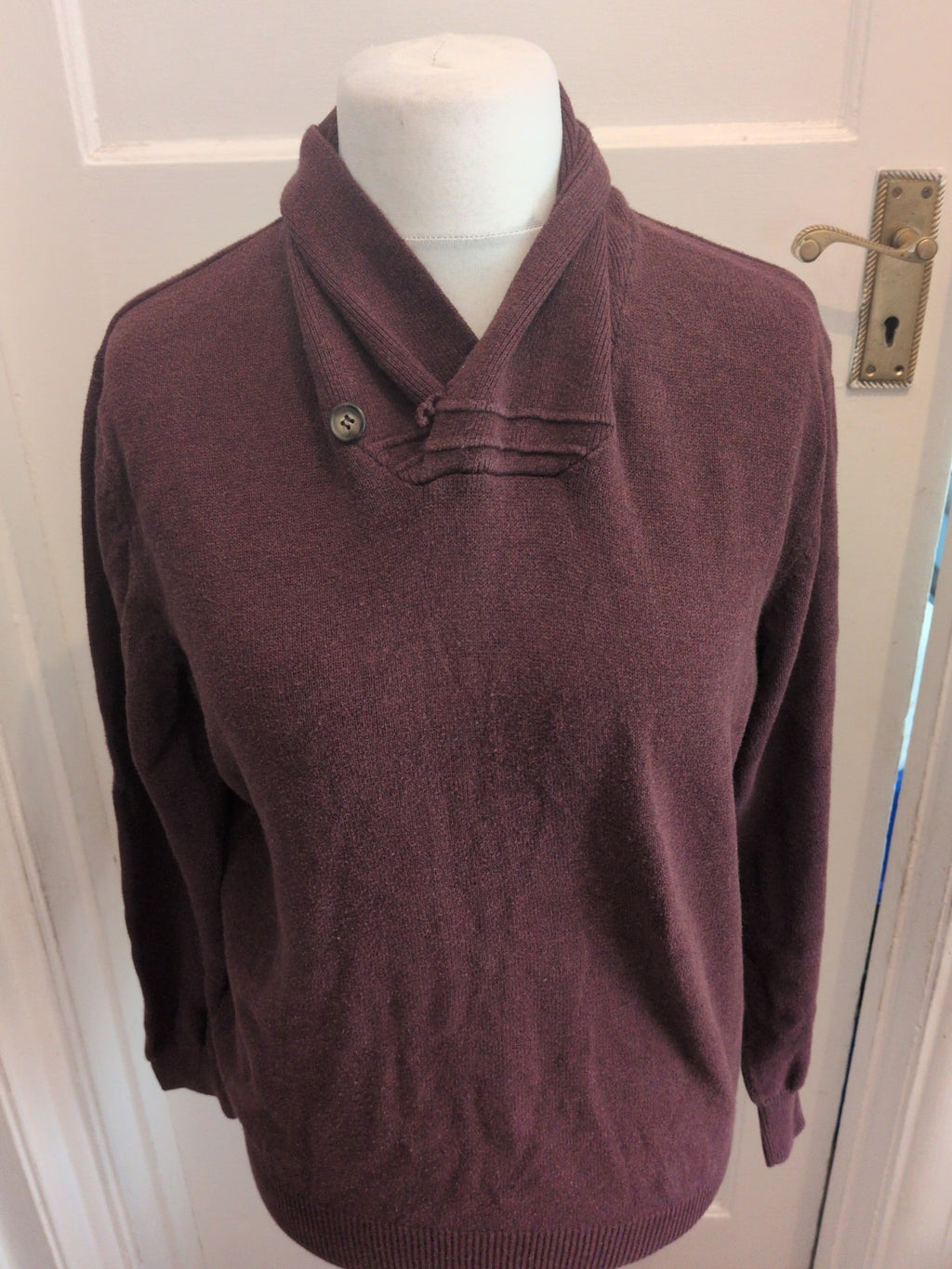 Jeff Banks Medium Purple Collared Long Sleeve 100% Cotton Jumper