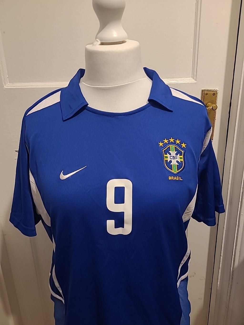 Mens Nike Size Medium Dri Fit Brazil Blue "Ronaldo" Shirt