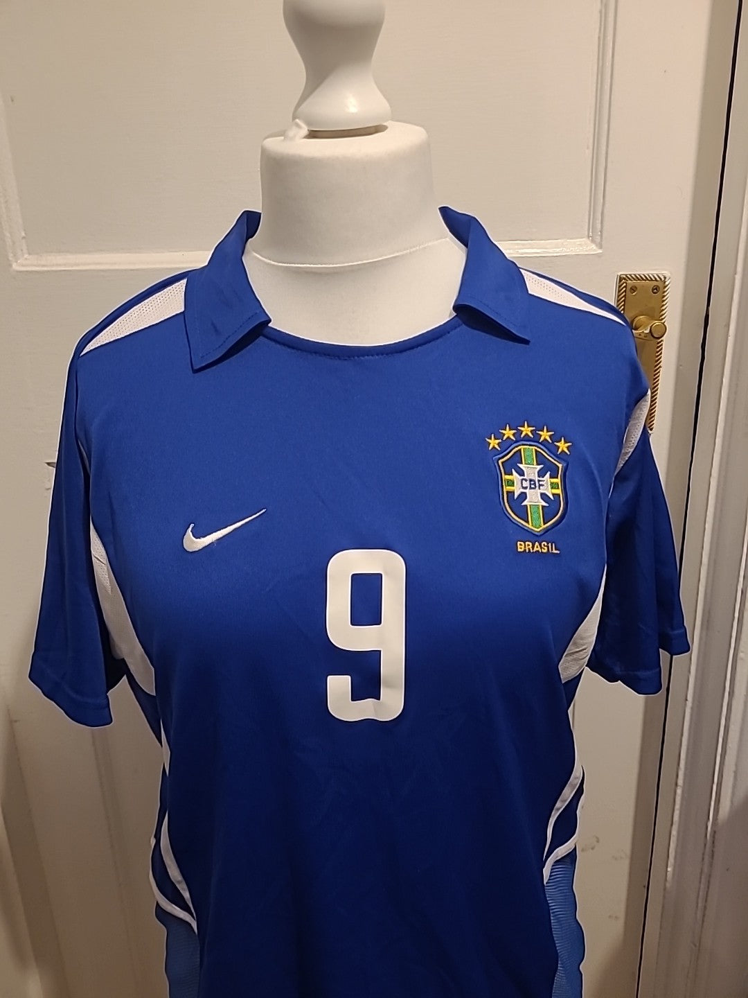 Mens Nike Size Medium Dri Fit Brazil Blue "Ronaldo" Shirt