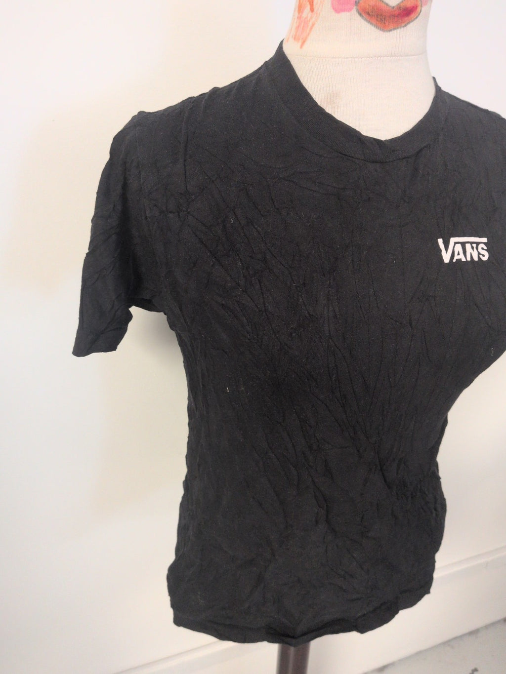 Ladies Vans Size Large 12-14 Black Print Short Sleeve T-shirt