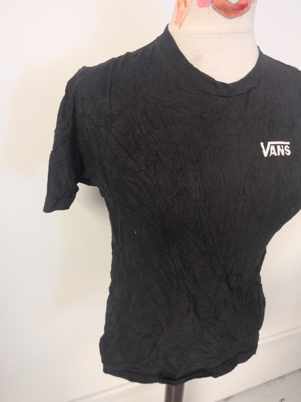 Ladies Vans Size Large 12-14 Black Print Short Sleeve T-shirt