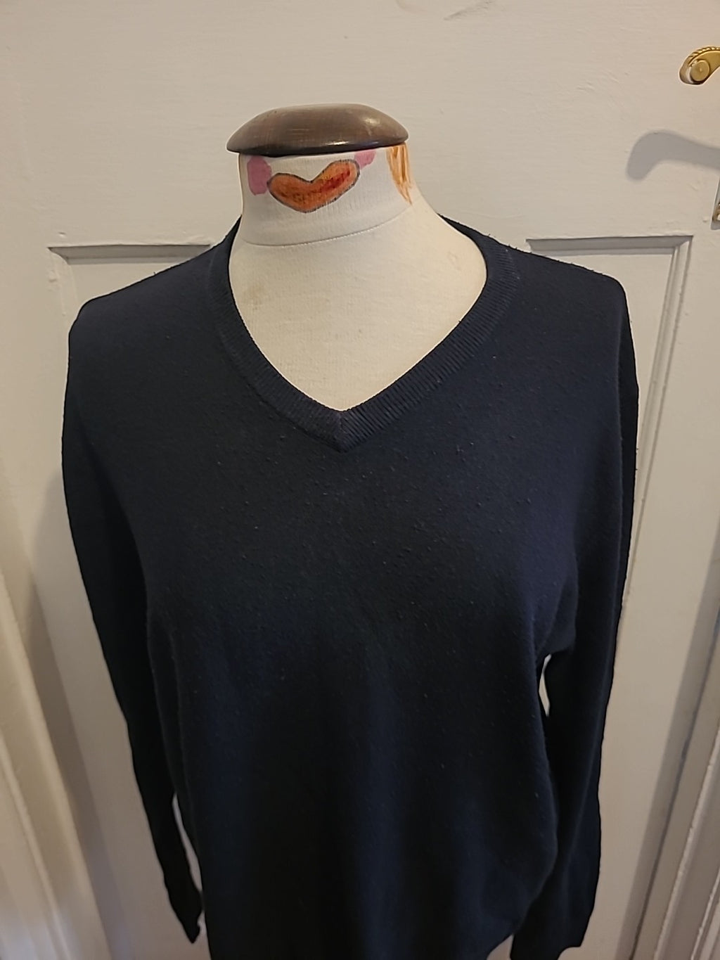 Mens Atlantic Bay Size Large Navy V Neck Pullover Jumper