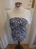 Ladies Mary Portas Size 10 White Purple Short Sleeved Tshirt