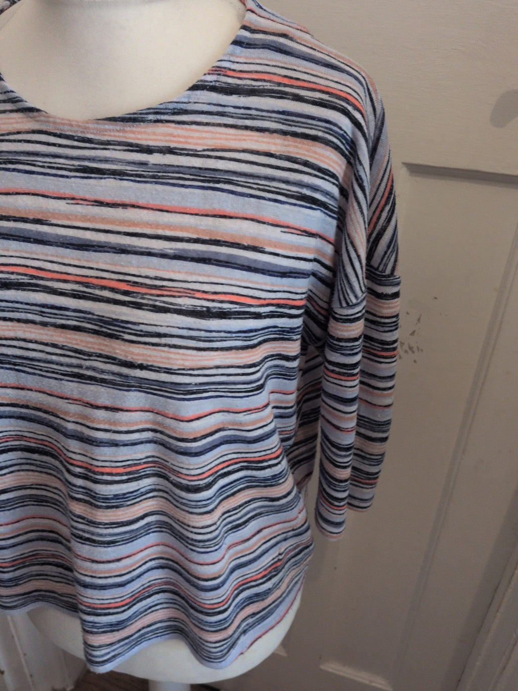 Ladies Marks And Spencer 18 Multi Abstract Stripe Half Sleeve Blouse