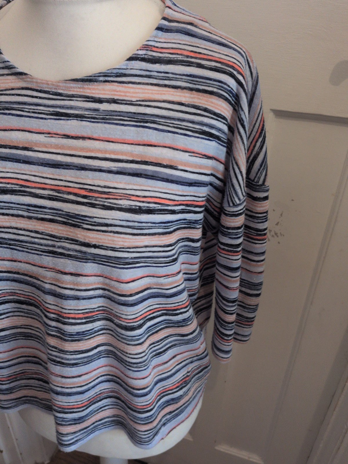 Ladies Marks And Spencer 18 Multi Abstract Stripe Half Sleeve Blouse