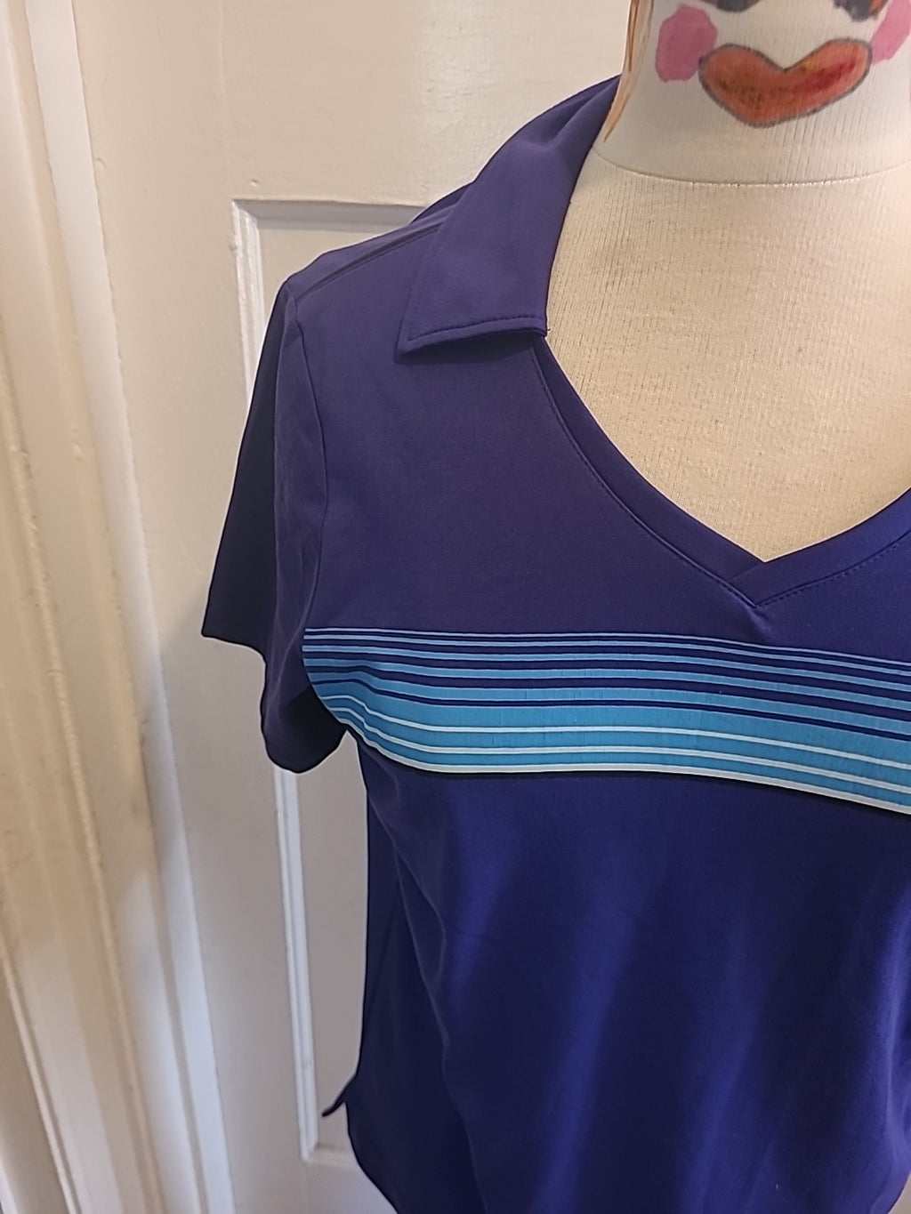 Ladies Ashworth Size Medium Blue Short Sleeved Polo