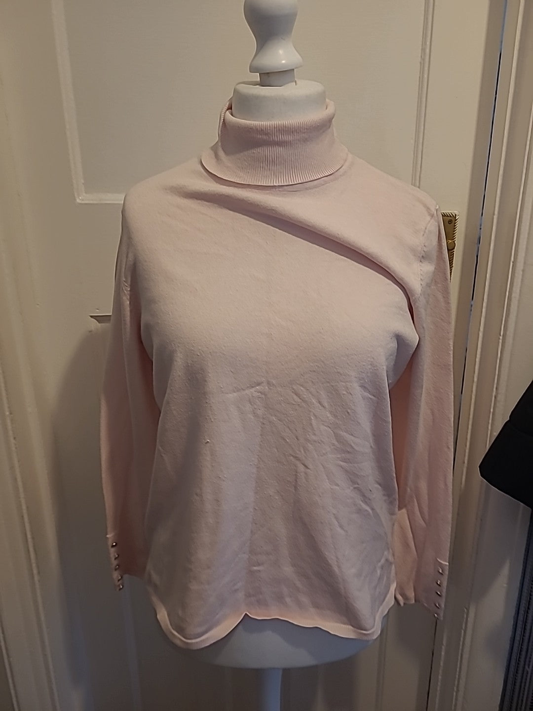 Ladies M&Co Size 18 Pale Pink Long Sleeved High Neck Jumper