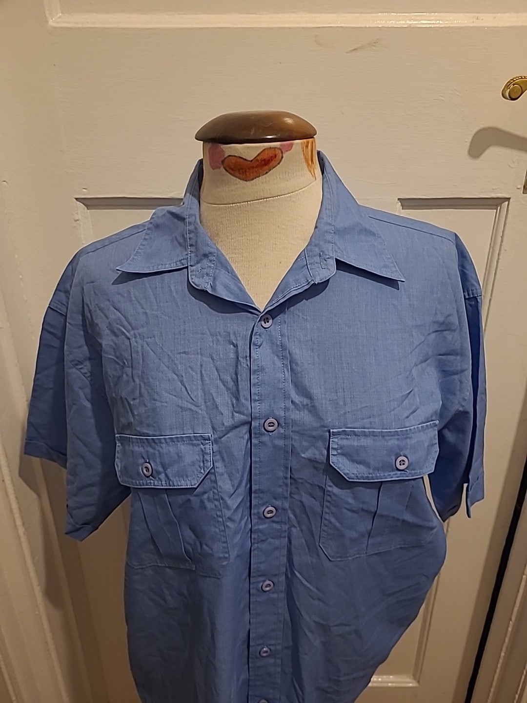 Mens Essentials Size M Blue Short Sleeved Shirt