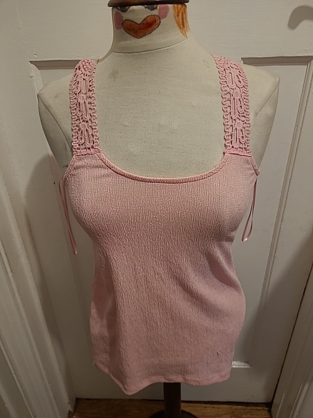 Brand New Ladies Select Size 8 Pink Lace Sleeveless Tshirt