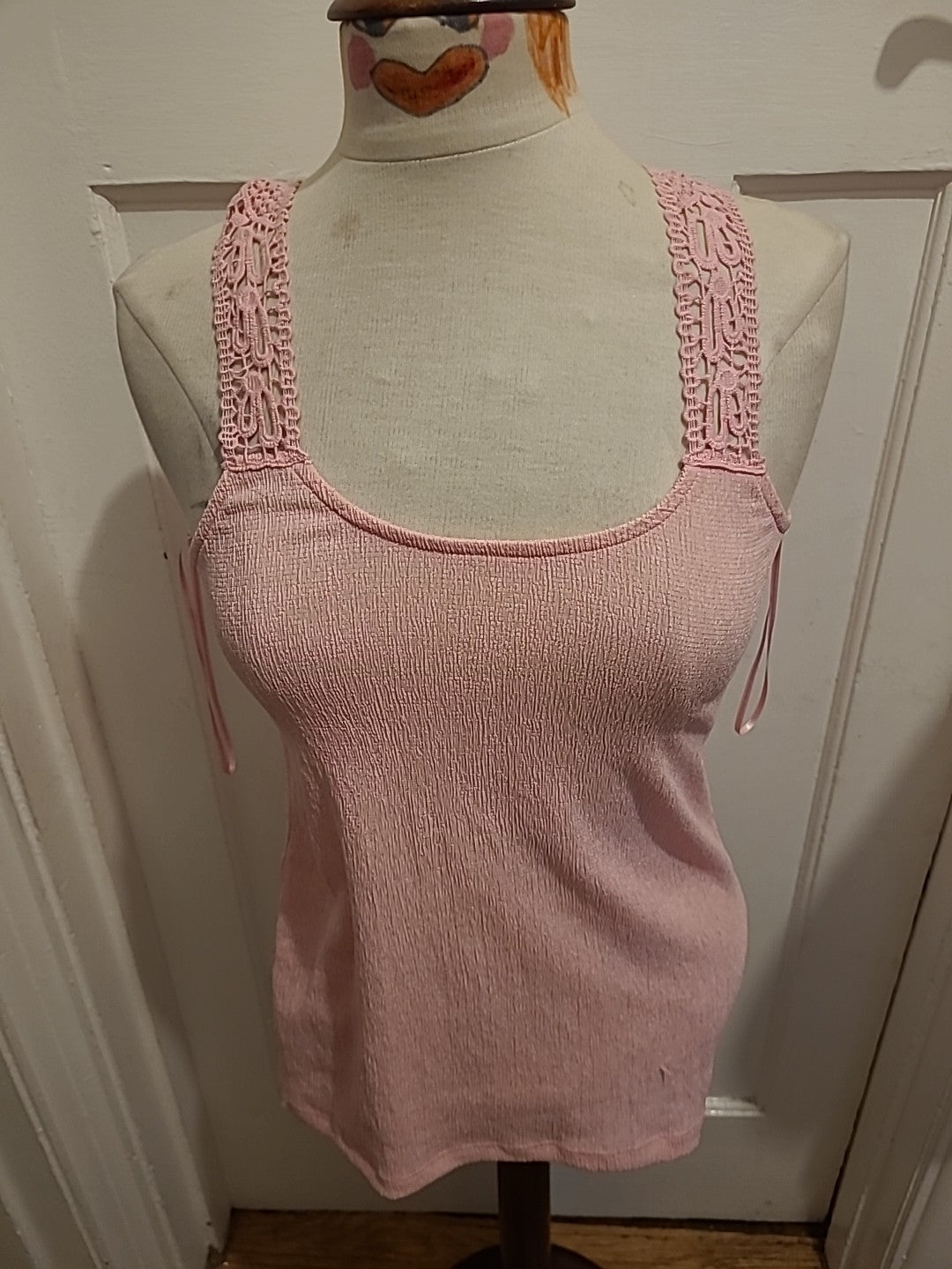 Brand New Ladies Select Size 8 Pink Lace Sleeveless Tshirt