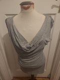 Ladies Miss Selfridge Size 8 Grey Scoop Neck Short Sleeved Dress