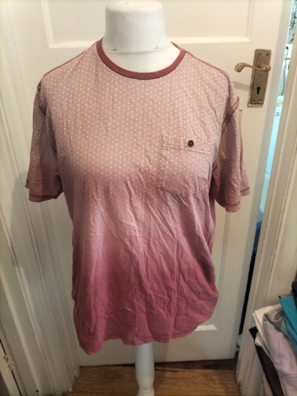 North Coast Tailored Large Wine Coloured Pattern Short Sleeve T-shirt
