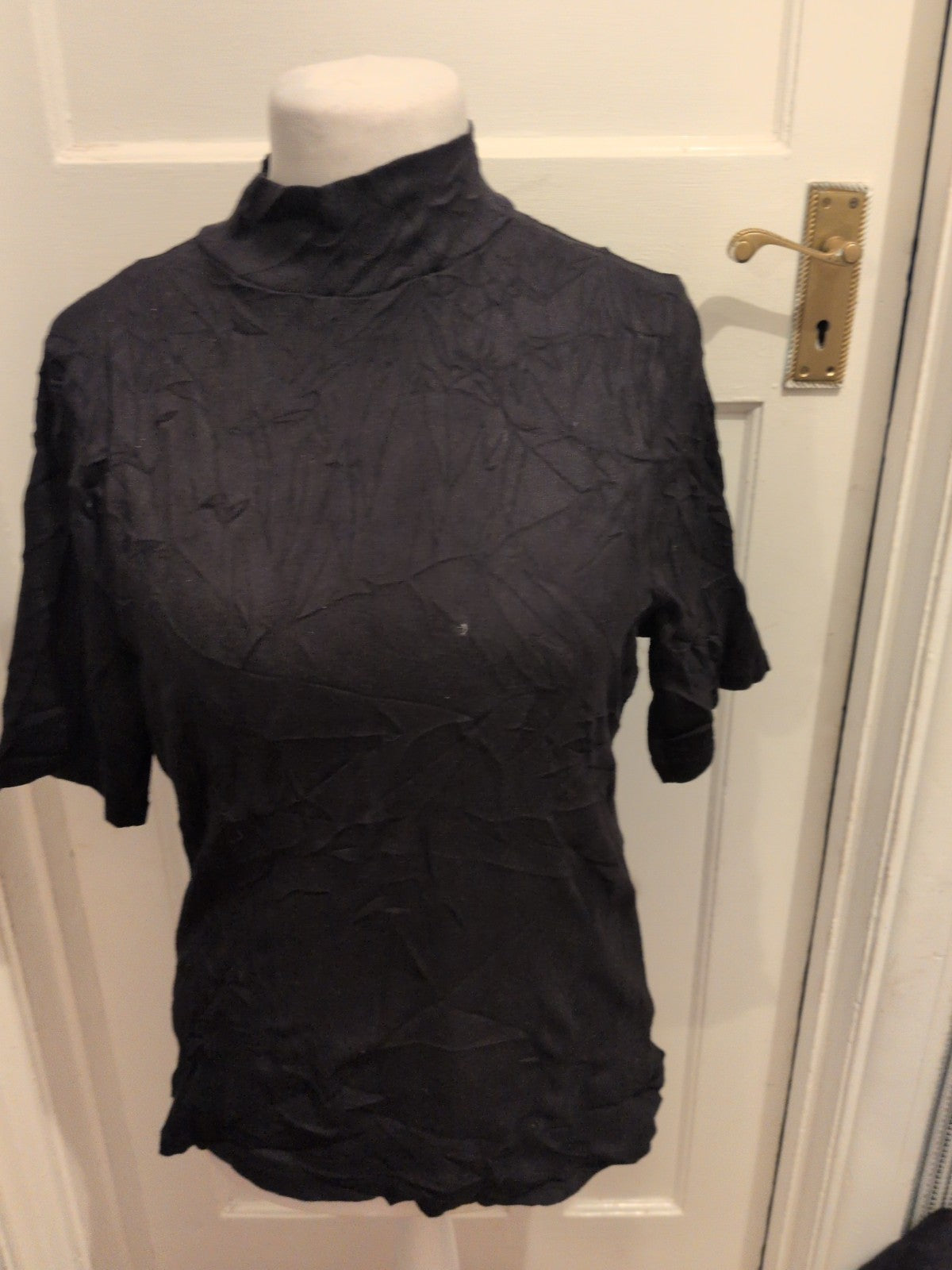 George 18 High Neck Half Sleeve Black T-shirt