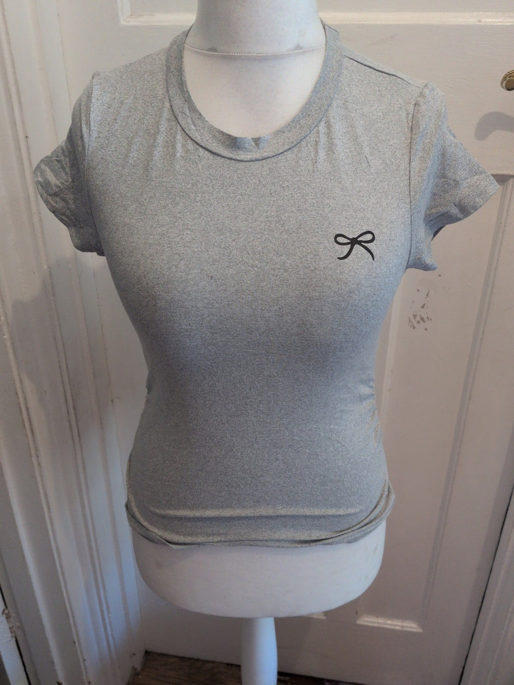 Shein Small Grey Short Sleeve T-shirt Bow Print