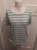 Viz.A.Viz 12/14 Pale Blue And Grey Striped Short Sleeve Blouse