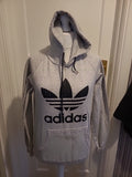 Mens Adidas Size Medium Grey Print Hoodie(Cracking)