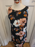 Ladies F&F Size 10 Black Floral Sleeveless Dress