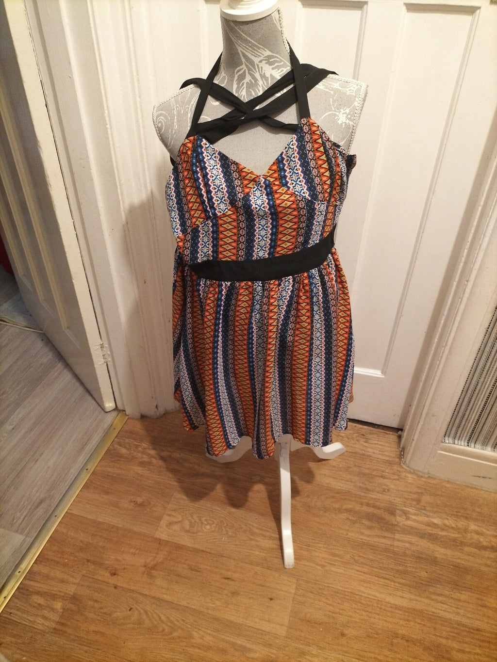 Ladies Pussycat London 10 Multi Coloured Sleeveless Dress